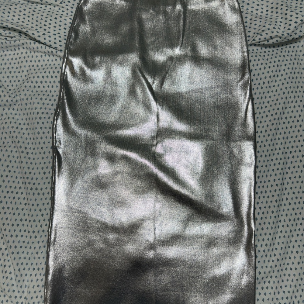 NWT Mango Metallic Silver Skirt